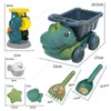 Sand Play Water Fun Kids Dinosaur Beach Toys Set with Shovel Rake Watering Can and Molds Outdoor Digging Dump Truck 230711