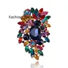 Big Size Full Crystal Accessories Flower Cluster Leaf Purple Brooches for Women Wedding Bouquets Gold Color Brooch Jewelry