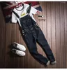 Men's Jeans Fashion Blue Overalls Men Denim Jumpsuit Bib Cotton Slim Hip Hop Big Pocket Cargo Pants Youth Trousers Clothing