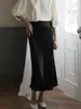 Юбки сплошной цвет сатинированная юбка женщин 2023 высокая талия тонкая элегантная мода