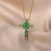 Pendant Necklaces Punk Green Jesus Cross For Women Colorful Stainless Steel Necklace Party Christmas Wedding Jewelry Gift