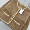 Women's Knits & Tees designer Round neck Teddy grain round long sleeve cardigan alpaca wool French coat Lazy sweater AZW6