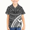 Herren-Freizeithemden, Jungen-Kind-Polynesian-Stammes-Hawaiian-Totem-Tattoo-Hawaii-Drucke, Jungen-Kurzarm-Top, Boutique-Button-Down-T-Shirts für Kinder