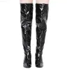 Boots Sexy Silver Mirror Thigh High Boots Women T Show Pointy Toe Club Party Shoes Thin High Heels Over The Knee Long Boots For Women L230711