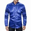 T-shirts pour hommes Regular 70s Disco Metallic Sequins Long Sleeve Button Down Dress Shirt Short Men