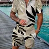 Plus Size Mens Designer Tracksuits Two Piece Set 2023 Summer Printed Outfits Short Sleeve Polo T-Shirt and Shorts Sports Suit 5xl