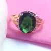 Cluster Rings In 585 Purple Gold Light Luxury Simple Green Gemstone For Women Plated 14K Rose Classic Engagement Ring Jewelry