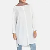 Roupas étnicas Moda Feminina Blusa Casual Manga Comprida Muçulmana Camisas Ramadã Elegante Blusa Túnica Para Meninas Blusa Feminina Preto Branco S-5XL