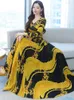 Casual Dresses Women Clothing Yellow Floral Chiffon Dress Maxi 2023 Long Sleeve Prom Beach Spring Autumn Elegant Party Evening