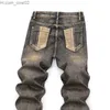 Męskie Jeansy Pantn Homme Jeans Męskie ubrania uliczne Tear Denim spodnie Prosty krój Męskie motocyklowe casualowe solidne rowerowe dziury Slim fit Z230711