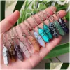 Pendentif Colliers Sier Couleur Or Reiki Guérison Pierre Naturelle Fil Wrap Hexagonal Améthystes Quartz Cristal Rose Chakra Pendum Drop D Dhq65