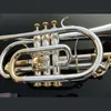 Hoogwaardige cornet Bb Bes trigger cornet Koperblazer met harde koffer, mondstuk, doek en handschoenen, verzilverd