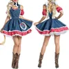 Fritidsklänningar Oktoberfest Kostymer Outfits Dirndl-klänning Traditionell tysk öl för juniorer Wrap Sommar Kvinnor