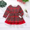 Mädchen Kleider Weihnachten Kinder Rot Kariertes Kleid Kleinkind Baby Mädchen Winter Baumwolle Spitze Patchwork Langarm Weihnachten Party Prinzessin Kleidung