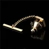 Manschettknappar HAWSON Classic Metal Clutch Pin Backs Tie Golden Square Tack med kedja 230710