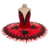 Stage Wear Professionnel Haute Qualité Taille Personnalisée 12 Couches Performance Compétition Ballet Danse Costumes Enfants Filles Rouge Tutu