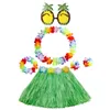 Decorative Flowers Hawaiian Grass Skirt Ladies Dress Up Novelty Necklace For Party Favors Kids Girls Women Dance Performance Tropical