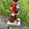 Divertido jardín verde Santa Claus comiendo gnomos figura estatua decoración creativa resina comiendo gnomos Navidad jardín decoración regalo L230620