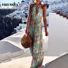 Abiti casual di base Estate Boho Stampa floreale Abito da sera lungo Donna Elegante Halter Senza maniche Maxi Abito Primavera Backless Scava fuori Abiti 2XL 230710