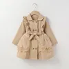 Manteau Fille Coupe-Vent Trench Printemps Mode Épissage Maille Mi-Flux Long Volants Vêtements pour enfants Vêtements