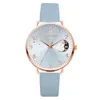 Relógios de pulso SMVPWomen Watch Moon Numbers Dial Bracelet Watches Set Ladies Leather Band Quartz Wristwatch Women Women Clock Relogio Mujer