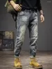 Мужские джинсы итальянский стиль мода мужчина ретро синий растяжение Slim Ruped эластичные брюки Винтажные дизайнерские джинсовые брюки Hombre