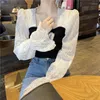 Women's Blouses Women Square Collar Patchwork Sexy Design Full Sleeve Spring Tender Korean Fashion Vintage Girlish Tops Hipster Blusas