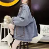 QNPQYX Neue Mode Hinzufügen Samt Verdicken Denim Mantel Damen Herbst Winter Warme Baumwolle Mantel Neue Lose Beiläufige Frauen Jeans Jacken tops