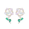 Femmes élégantes européennes pierres précieuses colorées fleurs douces boucles d'oreilles marque 3A Zircon s925 boucles d'oreilles en argent charmante femme 18k plaqué or boucles d'oreilles bijoux cadeau