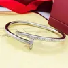 nagel Armband Armbanden Bangle een lijn diamant Titanium staal ontwerper voor vrouwen mannen luxe sieraden geschenken vrouw meisje goud zilver rose goud zwart groothandel niet vervagen