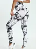 Leggings femininas cintura alta elásticas push up leggins de ginástica estampadas tie-dye calças jegging esportivas