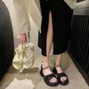 Sandals Clear Heels Comfort Shoes For Women Luxury 2023 Summer Suit Female Beige Med Fashion Pearl Black Block Beach Girls C