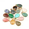 Charms Natural Stone Pendant Water Drop Shape Pendants Agates/ Rosequartz/Tiger Eye For Necklaces Jewelry Making 3.5X2.4X0.7Cm Deliv Dh9Sz