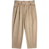 Men's Pants Red Ankle Length Double Pleated Retro Men Cropped Trousers Gurkha