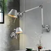 Vägglampa Artemide Tolomeo Industriell Svart E27 Krom Lätt Lång Svängarm Med Strömbrytare För Avläsning vid sängkanten