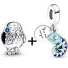 925 Argent Fit Pandora Charme Nouveau Mignon Caméléon Charme Perle Pendentif Perle Dangle Mode Charmes Ensemble Pendentif DIY Fine Perles Bijoux