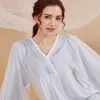 Vêtements de nuit pour femmes à manches longues chemise de nuit Royal doux belle princesse Hanfu pyjamas grande taille peut porter des vêtements à la maison