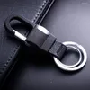 Porte-clés Jobon haute qualité hommes porte-clés lettrage personnalisé chaînes de voiture boucle en cuir classique porte-anneau cadeau carabine bijoux