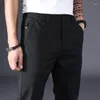 Pantaloni da uomo Primavera Estate Seta di ghiaccio Casual Classico Sottile Slim Fit Pantaloni da abito elasticizzati dritti Abbigliamento da uomo di marca