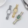 Wristwatches Luxury Fashion Oval Metal Band Steel Watches For Women 2023 Brand Simple Casual Rectangle Rhinestone Ladies' Quartz Wristwatch