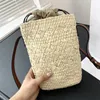 Straw-braided mini modified woven basket messenger bag mobile phone bag stylish luxury knitted change purse