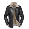 Jaquetas masculinas inverno quente jaqueta de couro marca moda casual casaco magro motocicleta à prova de vento lã motociclista S-3XL