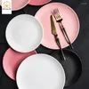 Plates 9.5inch Macaron Steak Plate Pink Ceramic Western Creative Dessert Japanese Thick Noodle Main Dish