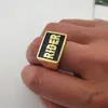 Anillos de banda Anillo superior rectangular tallado personalizado de 20 mm, anillo de firma grabado en plata de ley, anillo con letra grabada personalizada, joyería para hombres de moda 230711