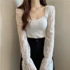 Women's Blouses Women Square Collar Patchwork Sexy Design Full Sleeve Spring Tender Korean Fashion Vintage Girlish Tops Hipster Blusas