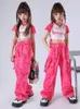 Stage Wear 2023 Ragazze Jazz Dance Costume maniche corte Crop Tops Pantaloni Pink Suit Modern Hip Hop Performance Abbigliamento Abiti BL10934