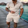 Mens Trailtsits Yaz Marka Trailtsuit Sold Color Erkek Şort Takım Polo Gömlek Set Günlük Günlük Plaj Giyim Moda Slim Fit 230710