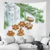 タペストリークリスマスツリー装飾プリントパターンタペストリーホームリビングルーム寝室の壁の装飾背景布タペストリー R230710