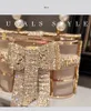 Evening Bags Luxury Designer Hollow Out Gold Metal Cage Crystal Shiny Diamond Evening Bag Wedding Party Clutch Purse Messenger Bag 230711