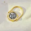 Band Rings Renaissance Solid 925 Silver Greek Lion Coin Flip Ring 18K Gold Tone Antique Sculpture Vintage Ring C11R1S25983 230711